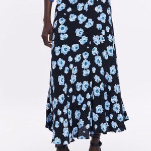 zara floral midi skirt